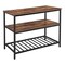 Saltoro Sherpi Hugh 47 Inch Wood Kitchen Island, Slatted Metal Shelf, Rustic Brown, Black-